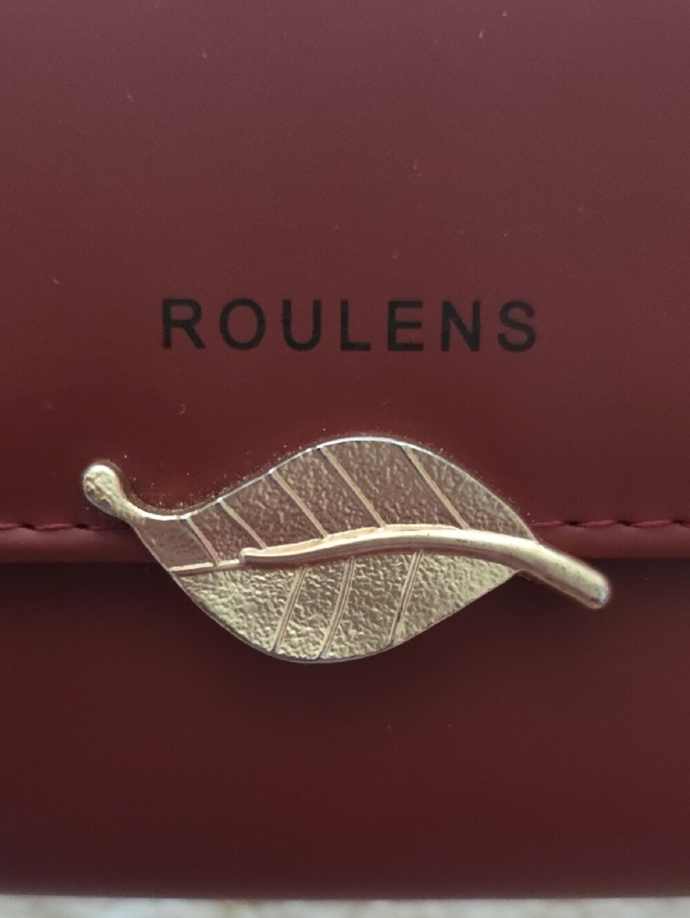 NWOT: Roulens Burgundy Wallet with Gold Leaf Accented Closure - Picture 2 of 7